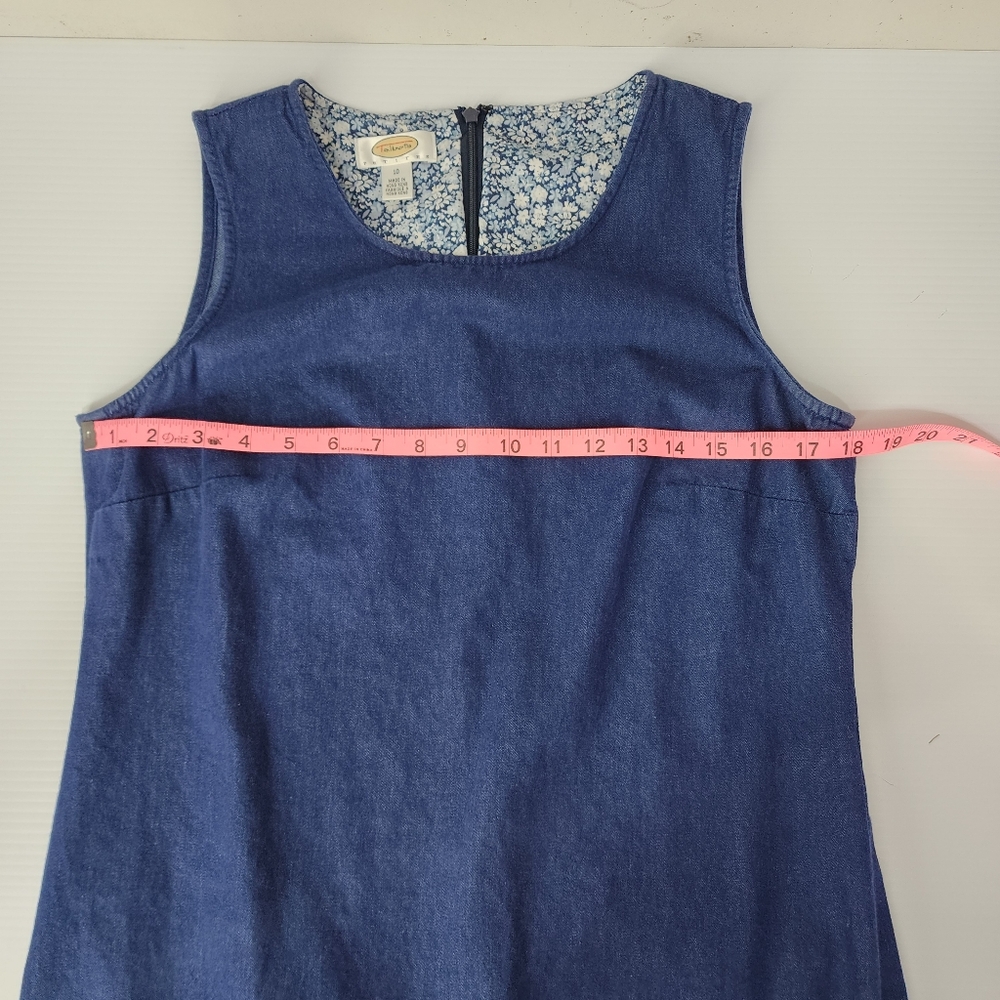 90's Vintage Talbots Chambray Sleeveless Midi Dre… - image 8